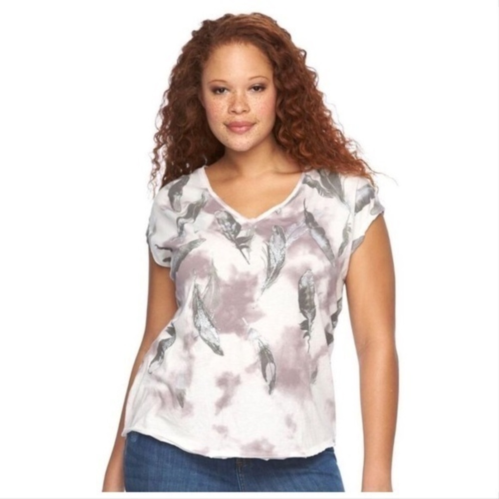 Rock & Republic glitter feather graphic tee